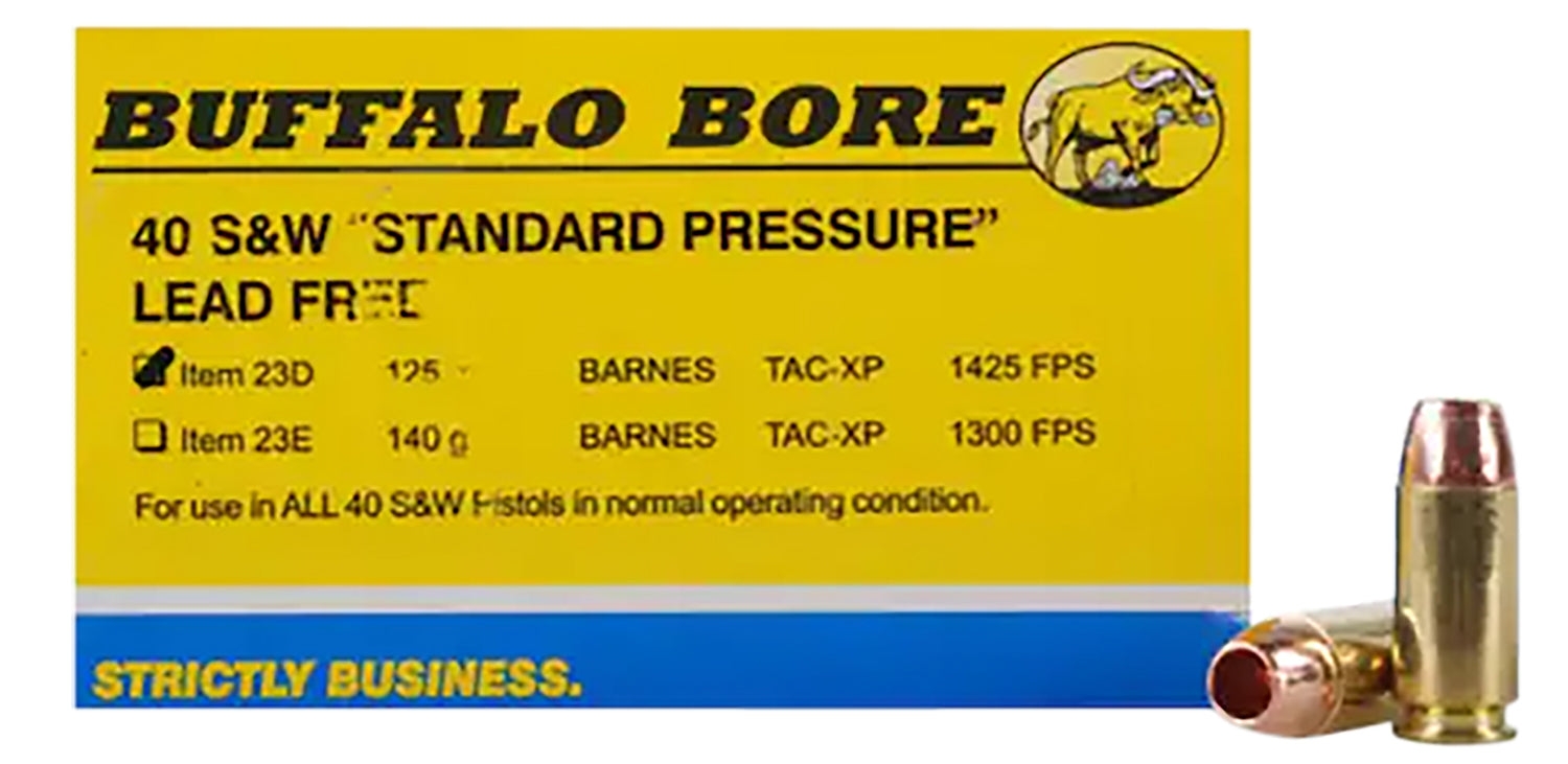 Buffalo Bore 23D20 Standard Pressure Barnes TAC-XP Lead Free  125 Grain .40 S&W
