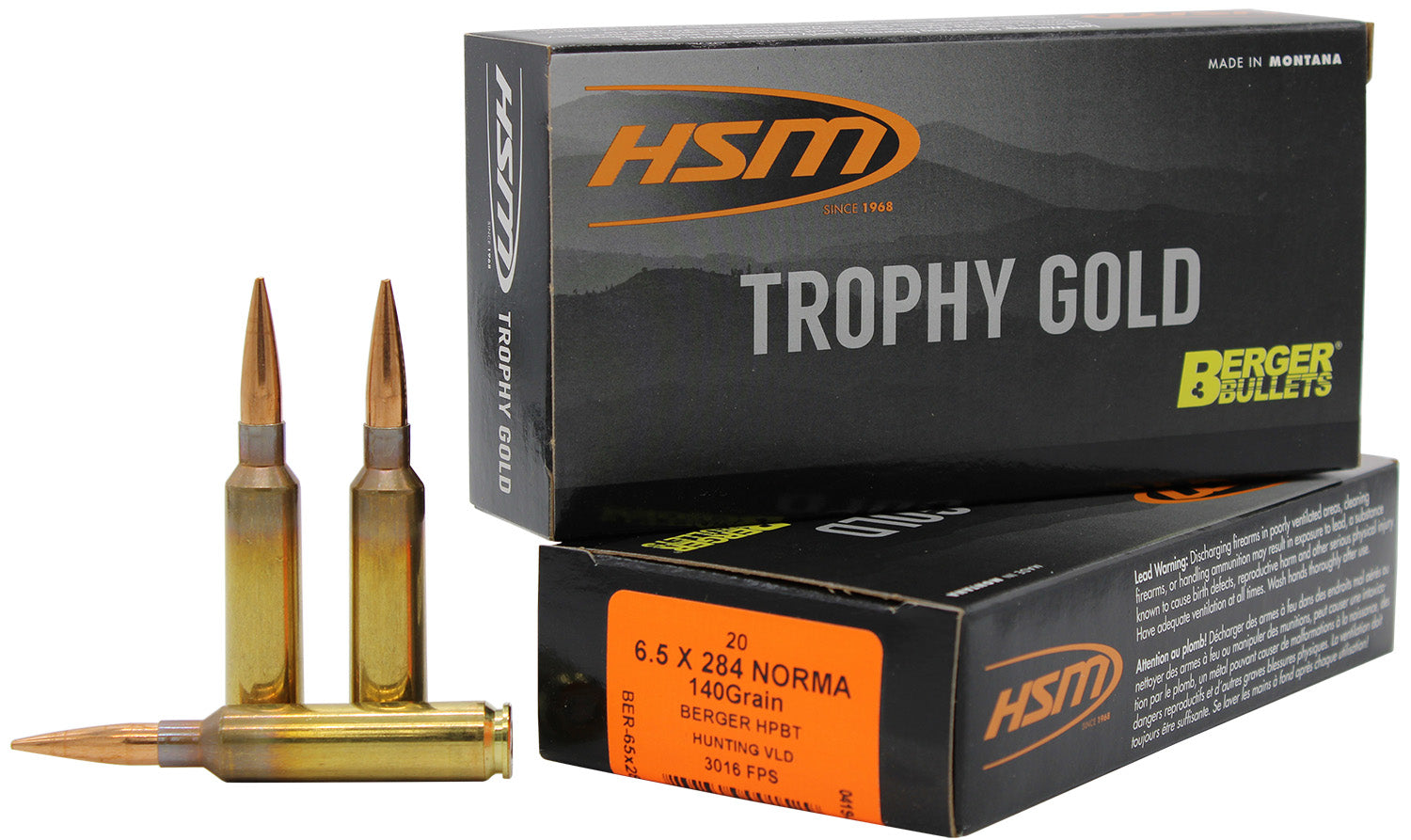 HSM BER65X284140VLD Trophy Gold Berger Hunting VLD Match  140 Grain 6.5-284 Norma