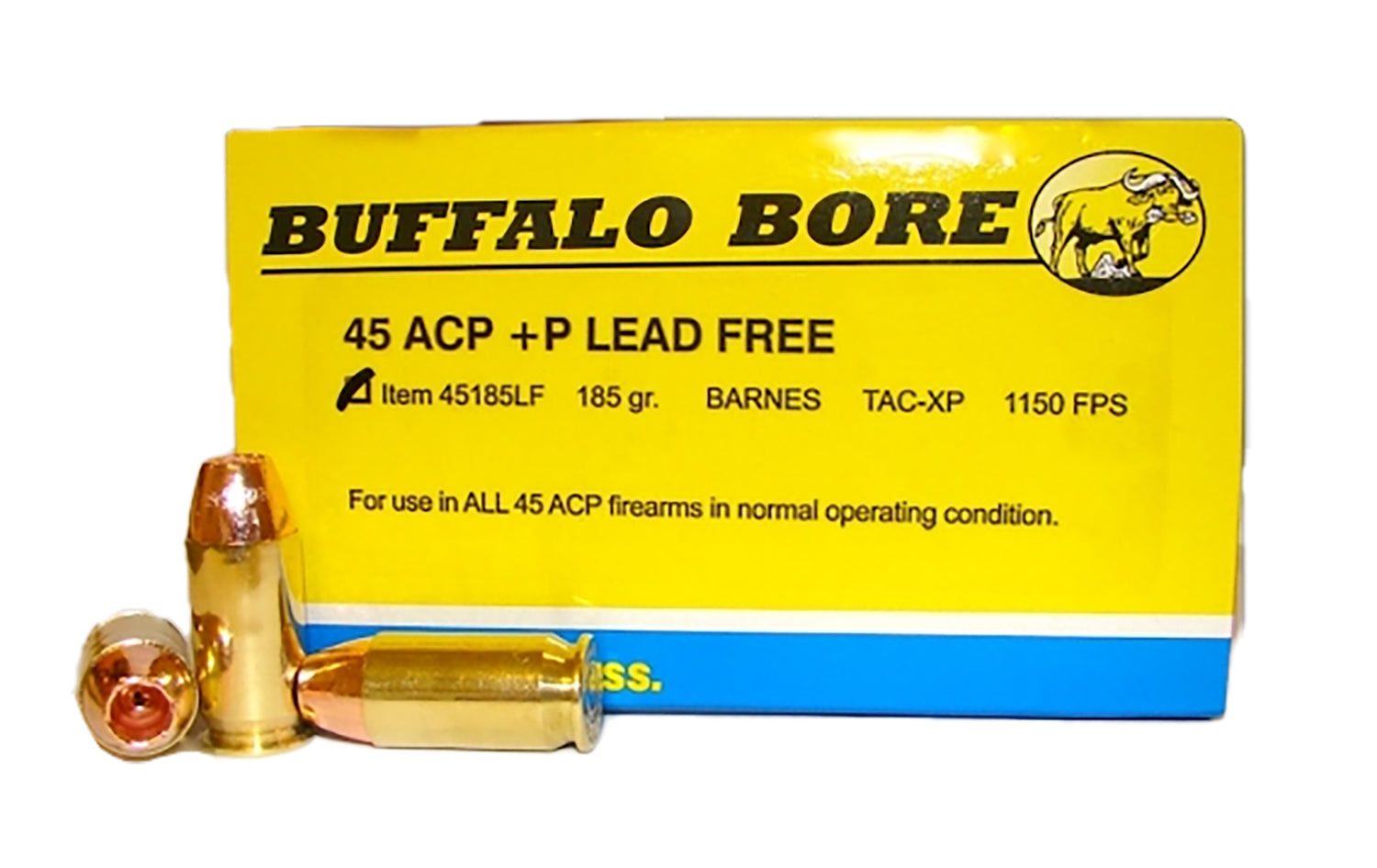 Buffalo Bore +P .45 ACP/Auto 185 gr CSHP ammo