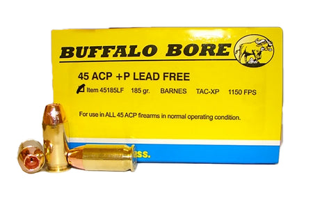 Buffalo Bore +P .45 ACP/Auto 185 gr CSHP ammo