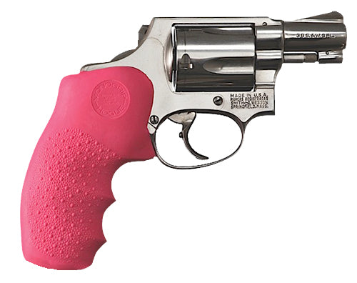 Hogue 60007 OverMolded Monogrip Cobblestone Pink Rubber with Finger Grooves for S&W J Frame Round Butt