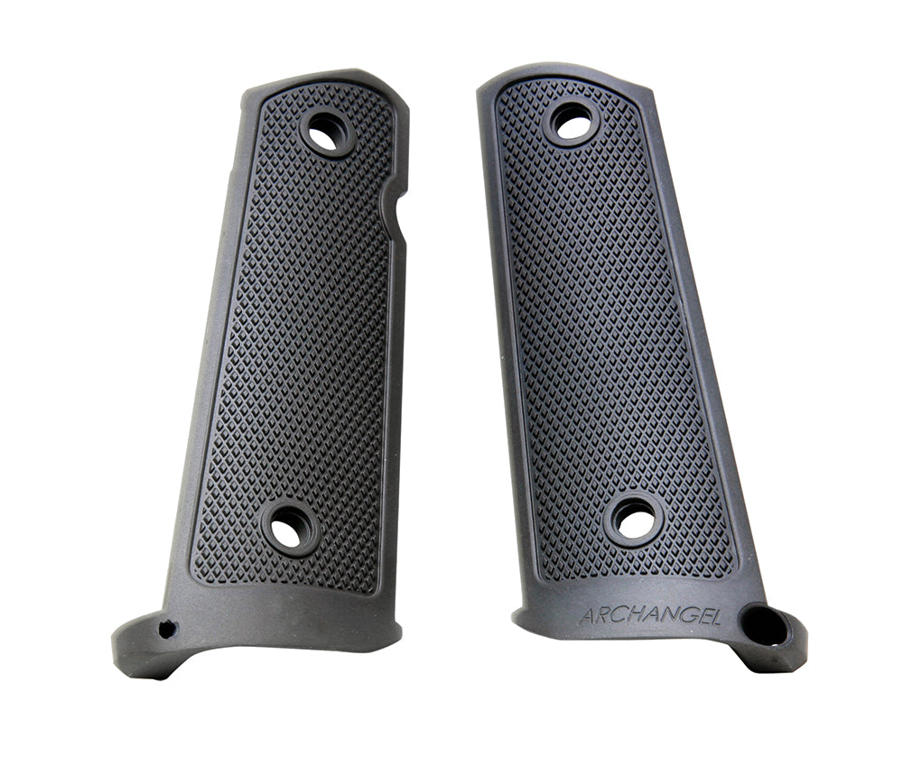 Archangel AA108 Grip Panels Aluminum Black Anodized Diamond Checkering with Mag Well for 1911 Government