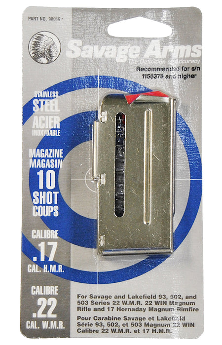 Savage Arms 90019 Model 93 Series 10-Round 17 HMR/22 WMR Stainless Steel Magazine
