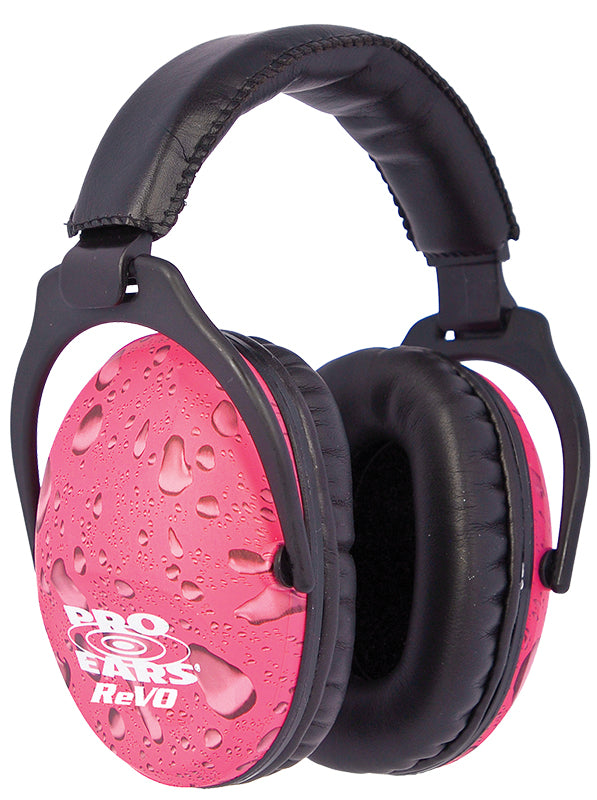 Pro Ears PE26UY016 ReVO Passive Earmuff 26dB Over-the-Head Black with Pink Rain Pattern Youth 1 Pair