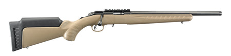 Ruger 8358 American Rimfire 22 LR 10+1 16" Satin Blued Threaded Barrel & Alloy Steel Receiver w/Picatinny Rail, Black/FDE High Comb Synthetic Stock, Thread Protector