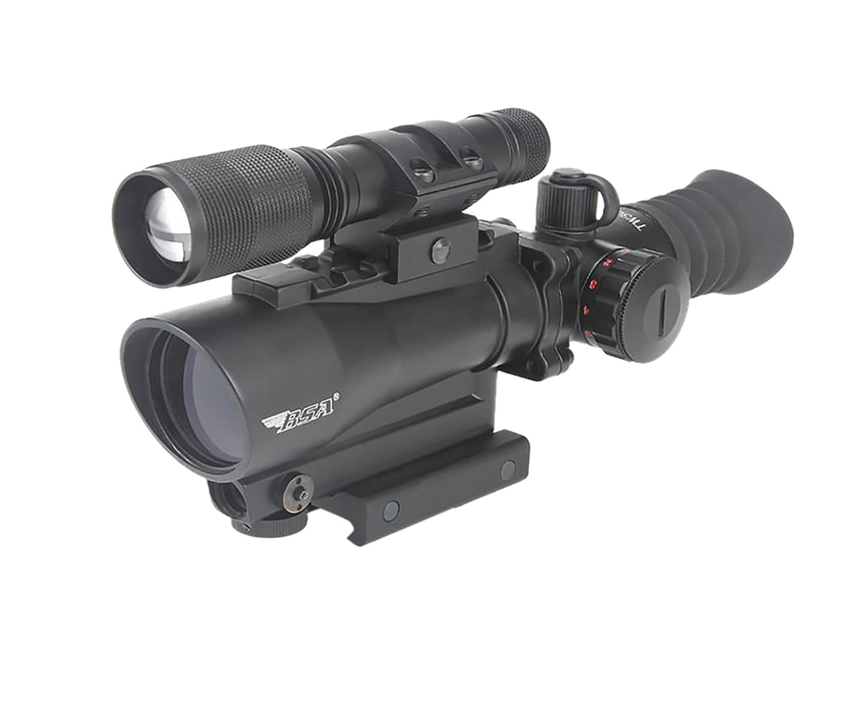 BSA TW30RDLL 30mm Red Dot Sight with Integrated Laser and Flashlight Matte Black 5 MOA