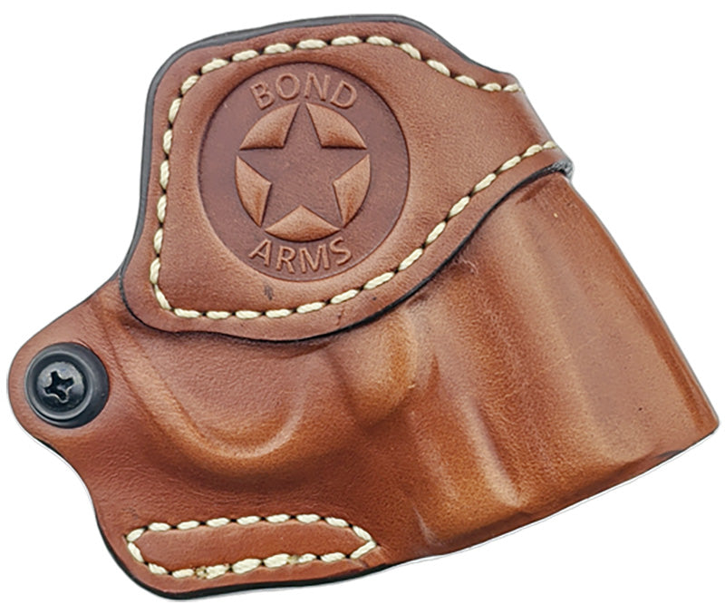 Bond Arms Premium Leather Cross Draw Holster 3" Barrel Left Hand Brown White Stitching
