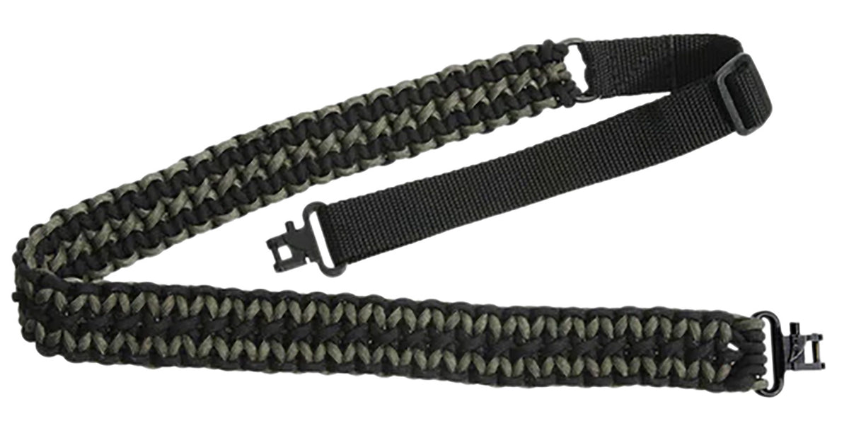 Outdoor Connection Paracord Sling 1" W x 43" L Adjustable Black with Green Accents for Rifle/Shotgun