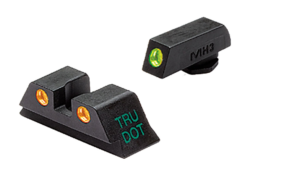 Meprolight Tru-Dot Green Tritium Front/Orange Tritium Rear Sight Set Glock 17/19/22/23/24/25/28/31-35/37-39