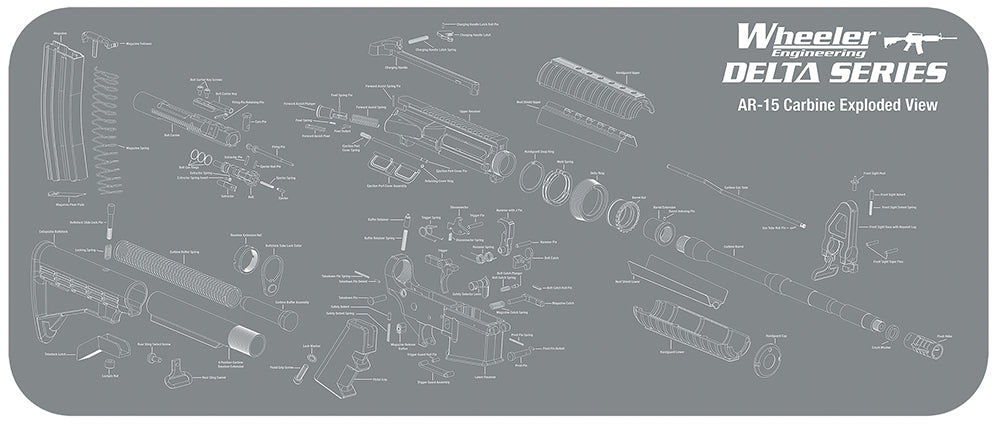 Wheeler 156824 Delta Series AR-15 Maintenance Mat 20x47 Inch Neoprene with Parts Diagram