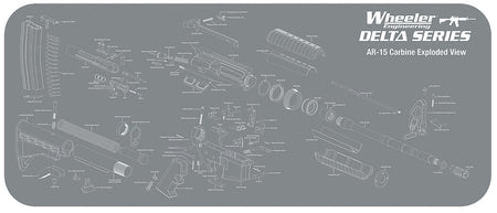 Wheeler 156824 Delta Series AR-15 Maintenance Mat 20x47 Inch Neoprene with Parts Diagram