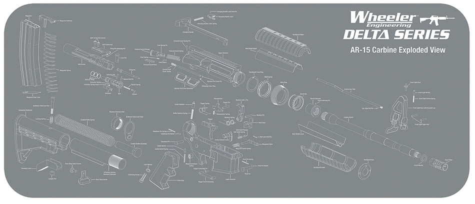 Wheeler 156824 Delta Series AR-15 Maintenance Mat 20x47 Inch Neoprene with Parts Diagram