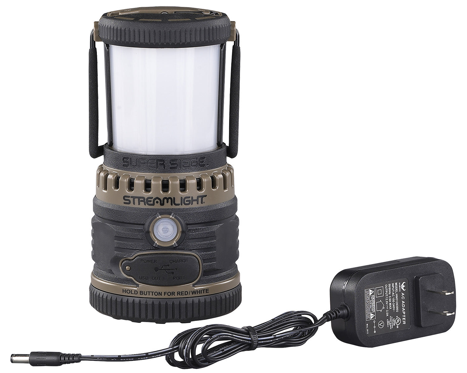 Streamlight 88040 Super Siege Rechargeable Lantern Coyote 1100 Lumens White/Red LED USB Power