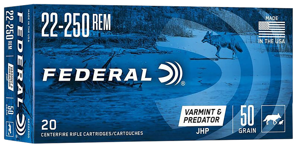 American Eagle AE22250G Varmint & Predator Jacketed Hollow Point JHP 50 Grain .22-250 Remington