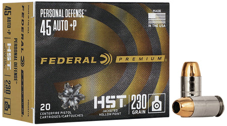 Federal P45HST1S Premium Personal Defense HST Jacketed Hollow Point  230 Grain .45 ACP/Auto