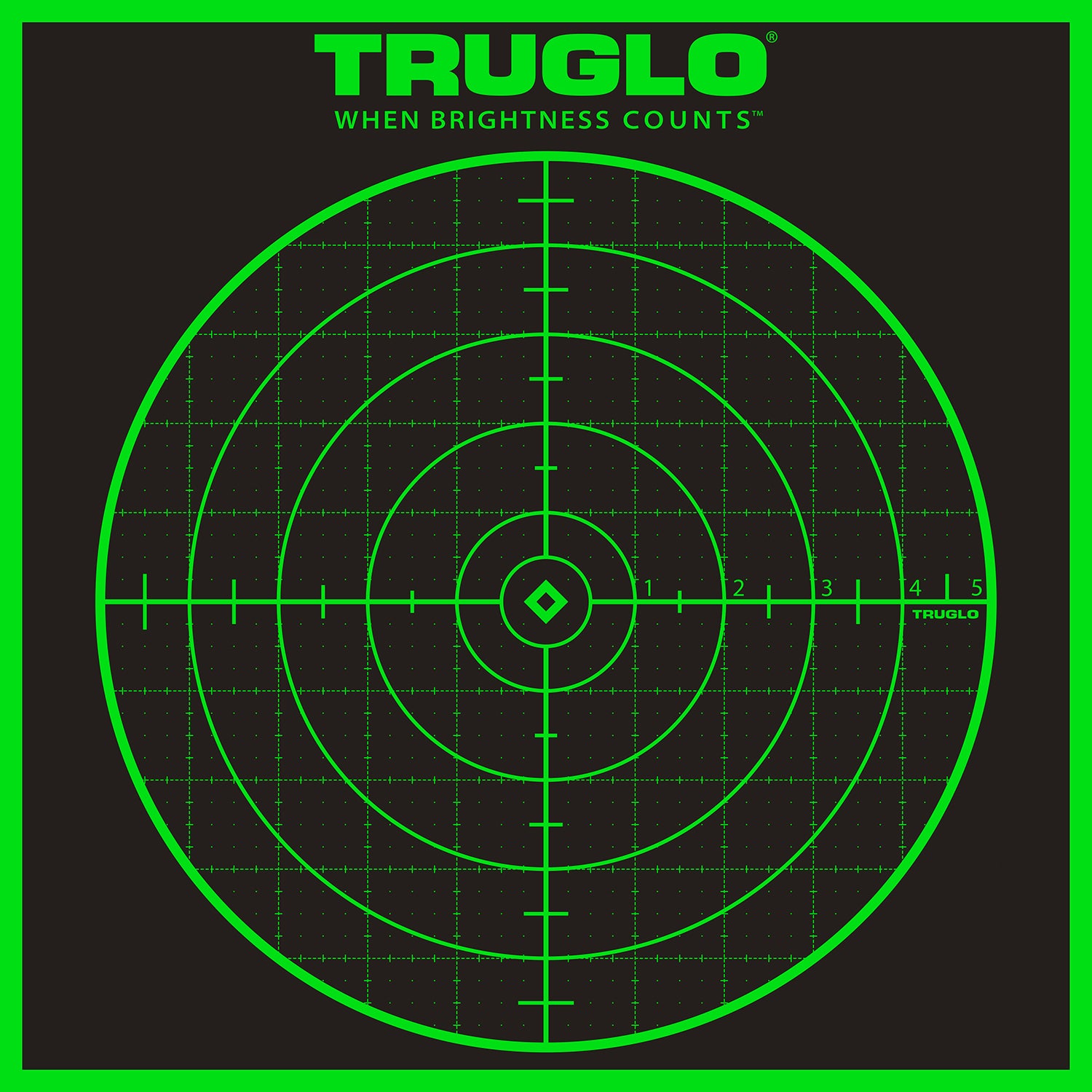 TruGlo Tru-See Grid Bullseye Target Self-Adhesive Heavy Paper Black/Green 12"x12" 6 Pack (TG10A6)