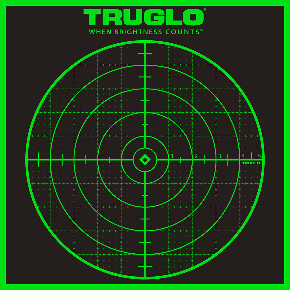 TruGlo Tru-See Grid Bullseye Target Self-Adhesive Heavy Paper Black/Green 12"x12" 6 Pack (TG10A6)
