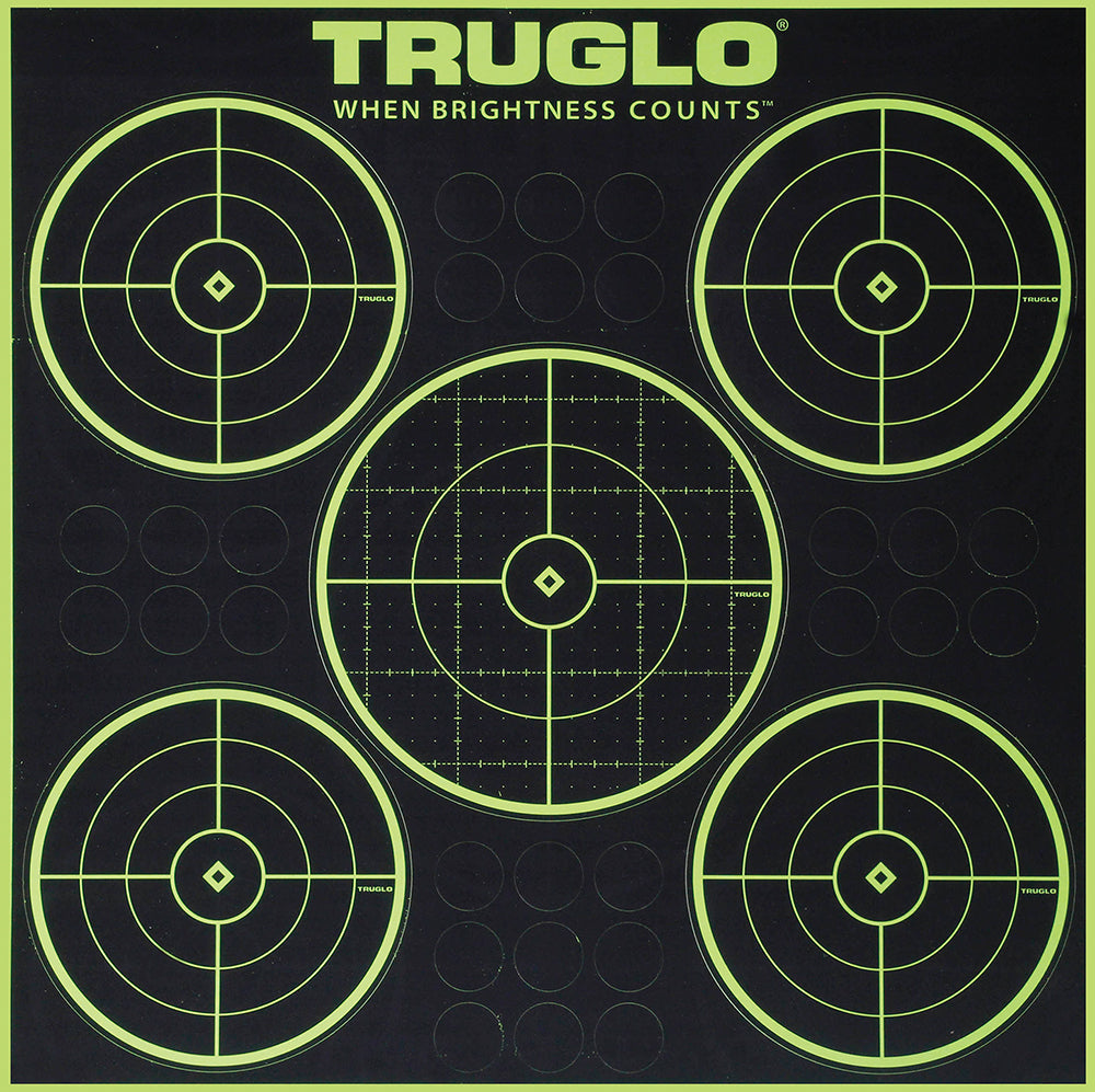 TruGlo TG11A6 Tru-See 5-Bull Self-Adhesive Paper Target Black/Green 12"x12" 6-Pack