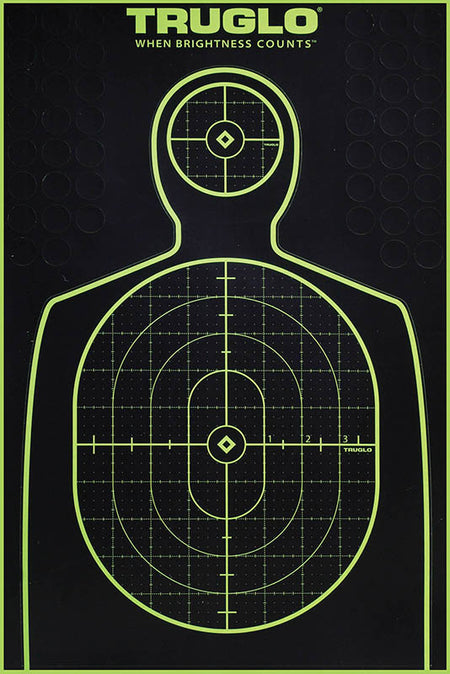 TruGlo Tru-See Handgun Silhouette Target Self-Adhesive Heavy Paper Black/Green 12"x18" 6 Pack (TG13A6)