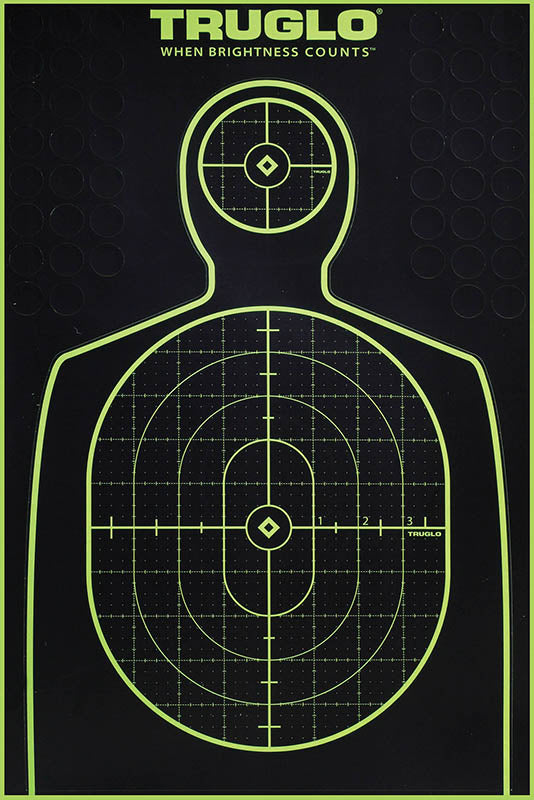 TruGlo Tru-See Handgun Silhouette Target Self-Adhesive Heavy Paper Black/Green 12"x18" 6 Pack (TG13A6)