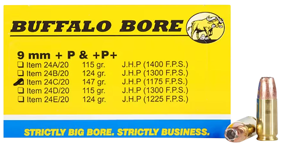 Buffalo Bore Personal Defense +P+ 9mm Luger / Parabellum 147 gr JHP ammo