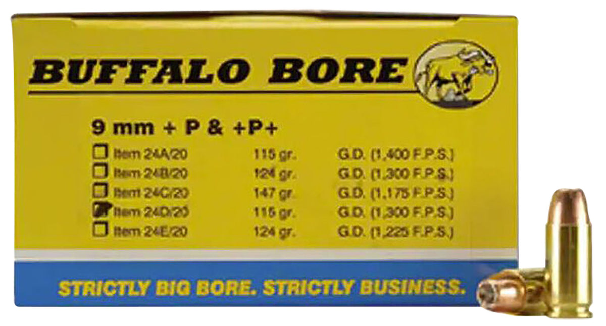 Buffalo Bore Personal Defense +P 9mm Luger / Parabellum 115 gr JHP ammo