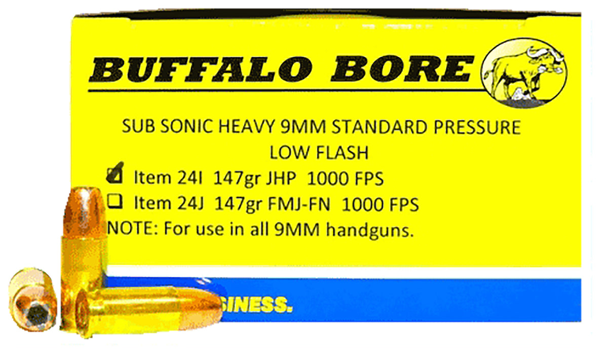 Buffalo Bore Subsonic 9mm Luger / Parabellum 147 gr JHP ammo