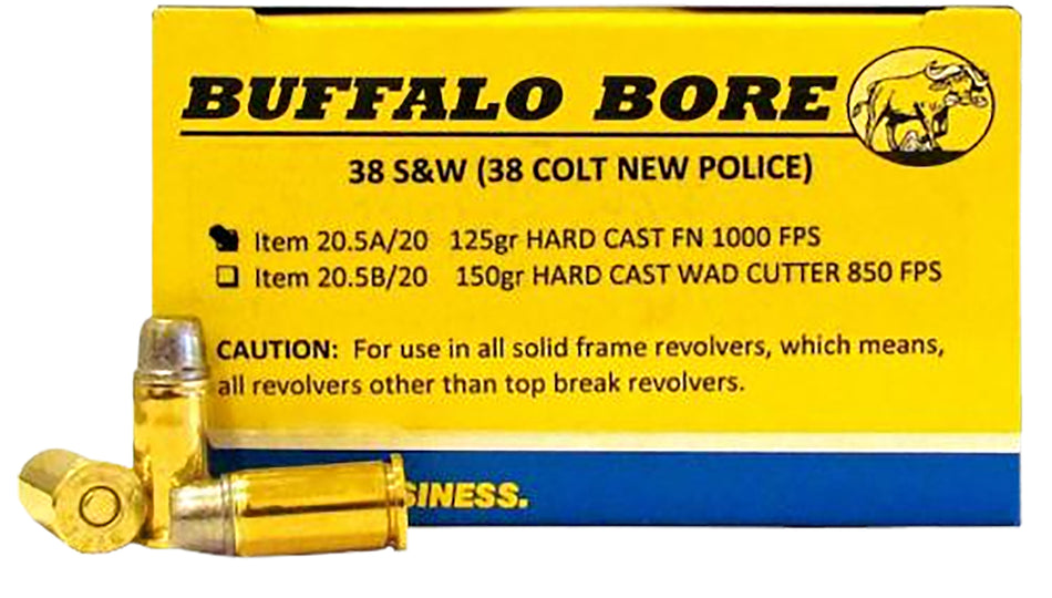 Buffalo Bore Personal Defense .38 S&W Short 125 gr Solid ammo