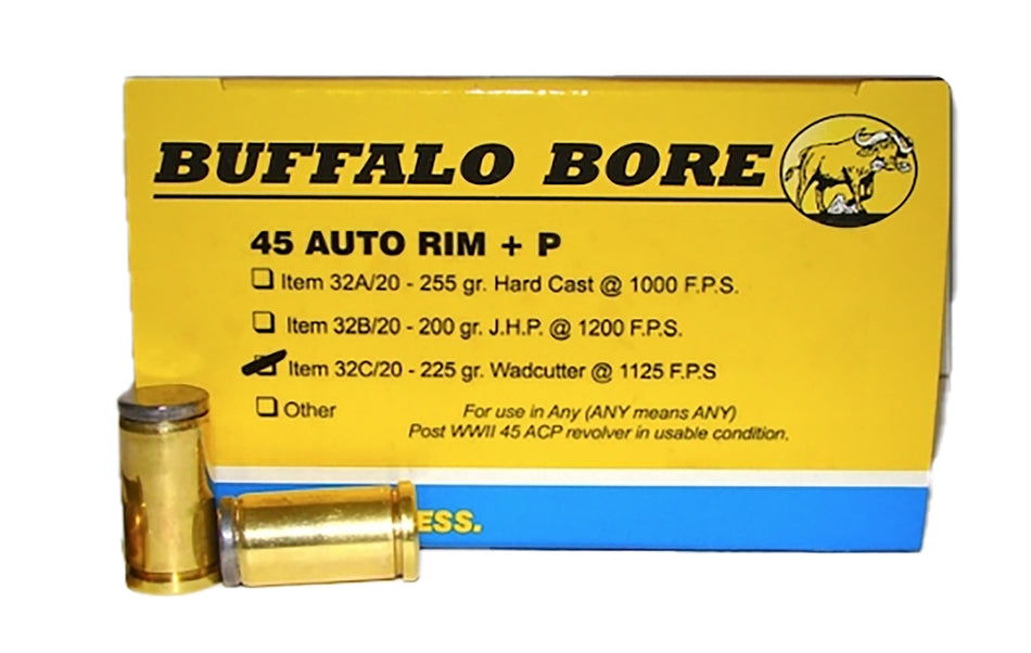 Buffalo Bore Personal Defense +P .45 Auto Rim 225 gr Wadcutter ammo
