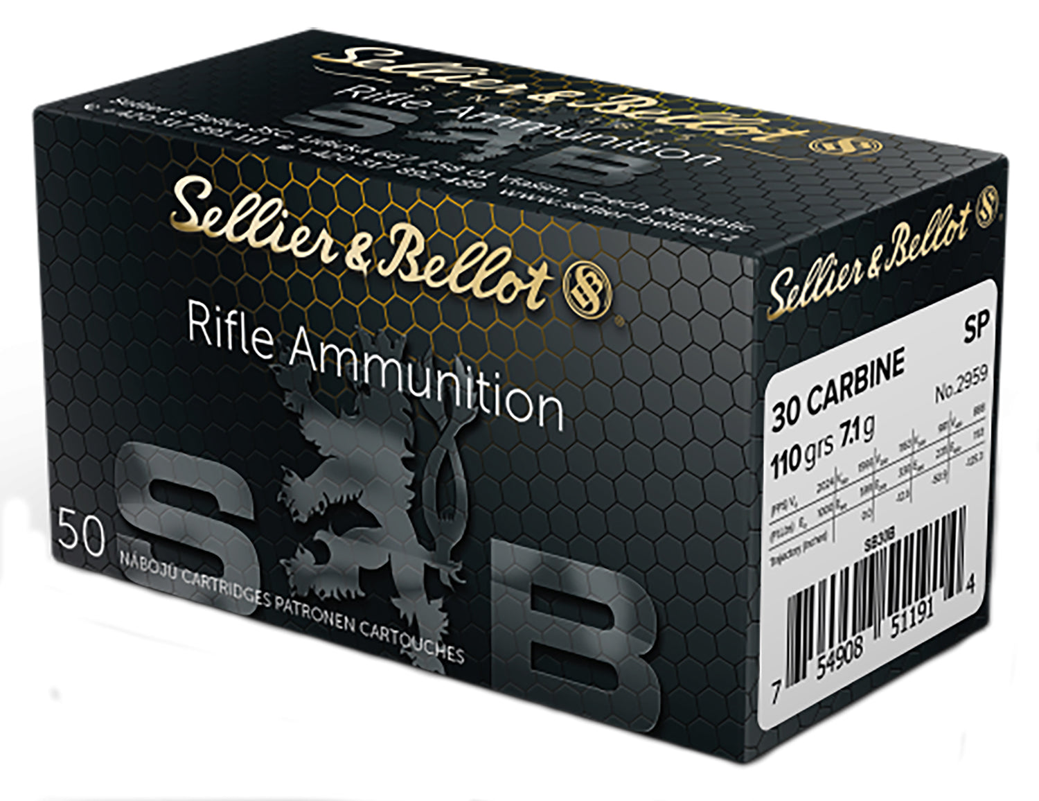 Sellier and Bellot Rifle .30 Carbine 110 gr JSP ammo