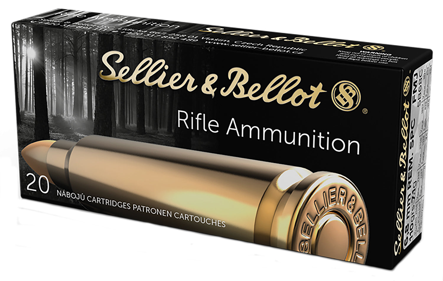 Sellier & Bellot (S&B) SB68C  Full Metal Jacket FMJ 110 Grain 6.8 Remington SPC