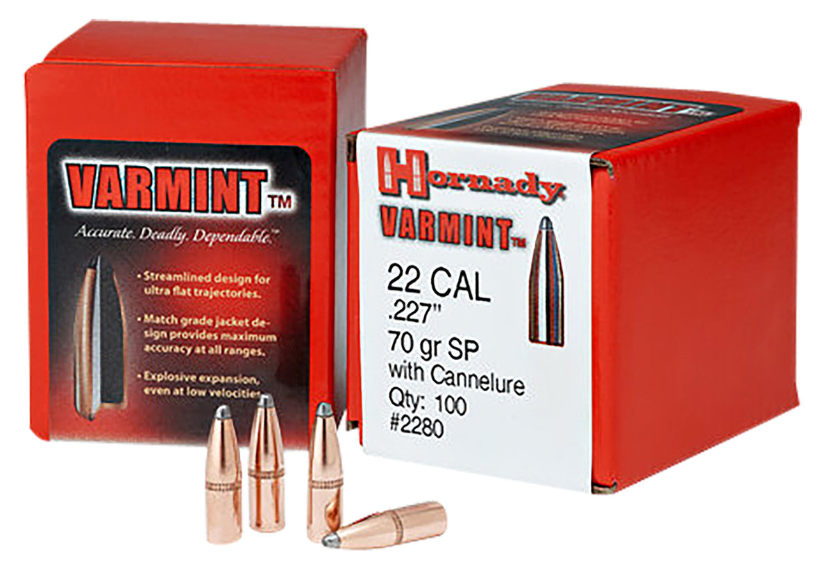 Hornady Traditional Varmint .224 Diameter 50gr SP Reloading Bullets 100/Box