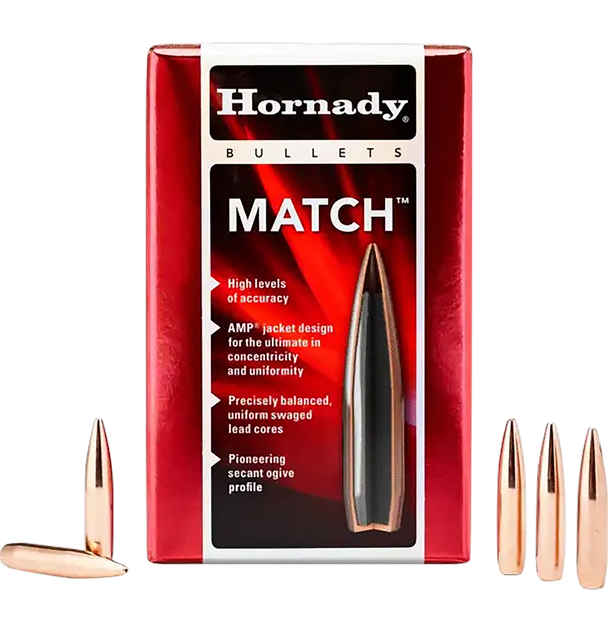 Hornady Match .224 Diameter 53gr Hollow Point Reloading Bullets 100 Per Box