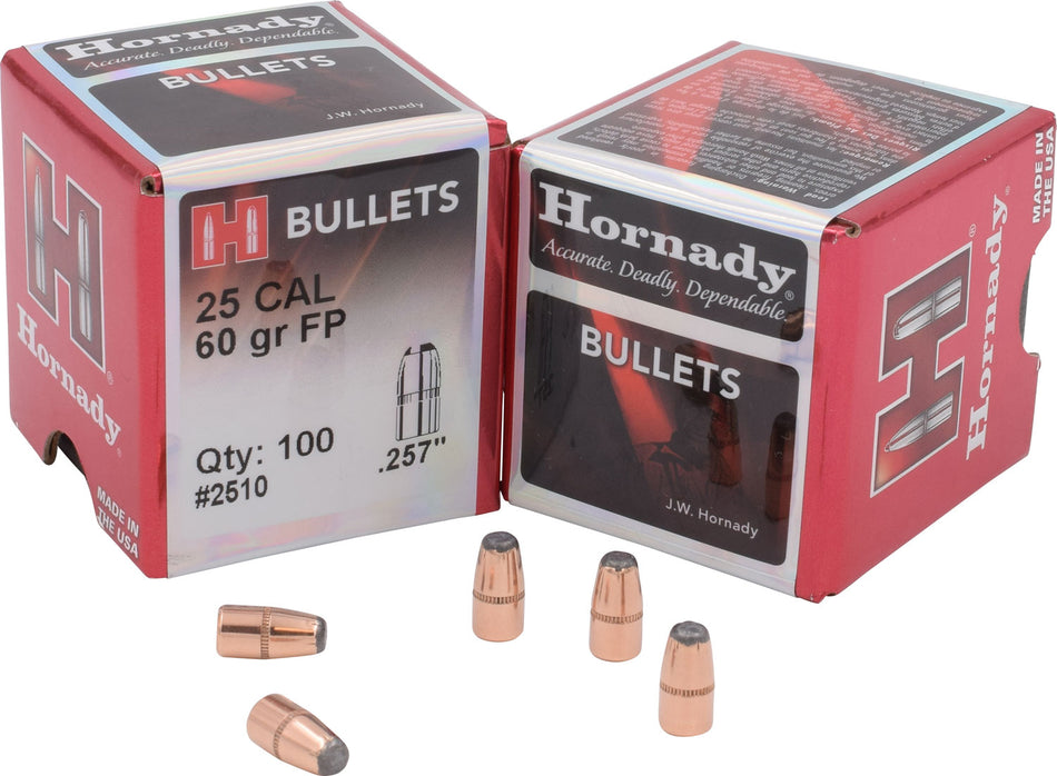Hornady Traditional Varmint .257 Diameter 60gr FP Reloading Bullets 100 Per Box