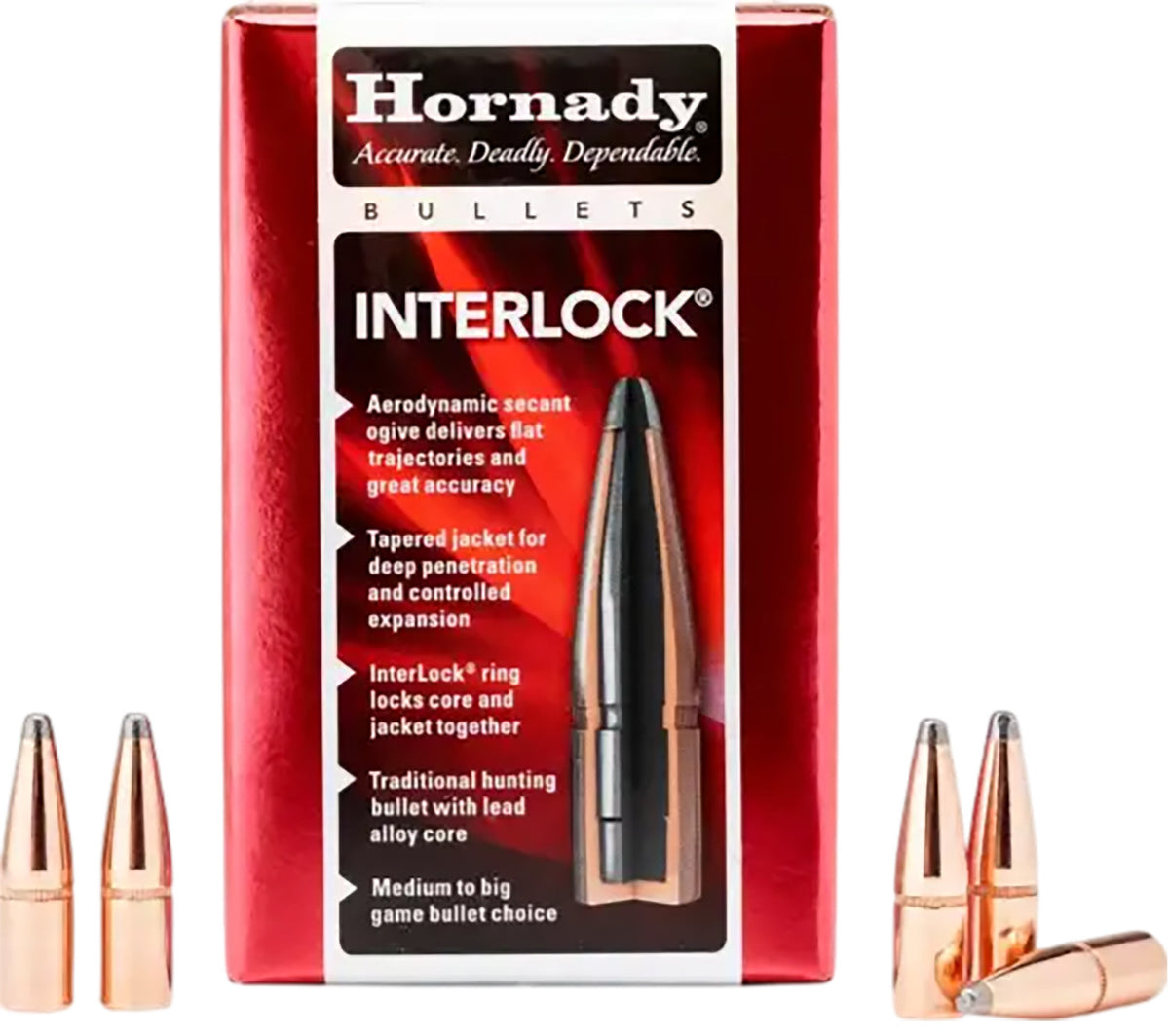Hornady InterLock .308 Diameter 150gr Soft Point BT Reloading Bullets 100 Per Box