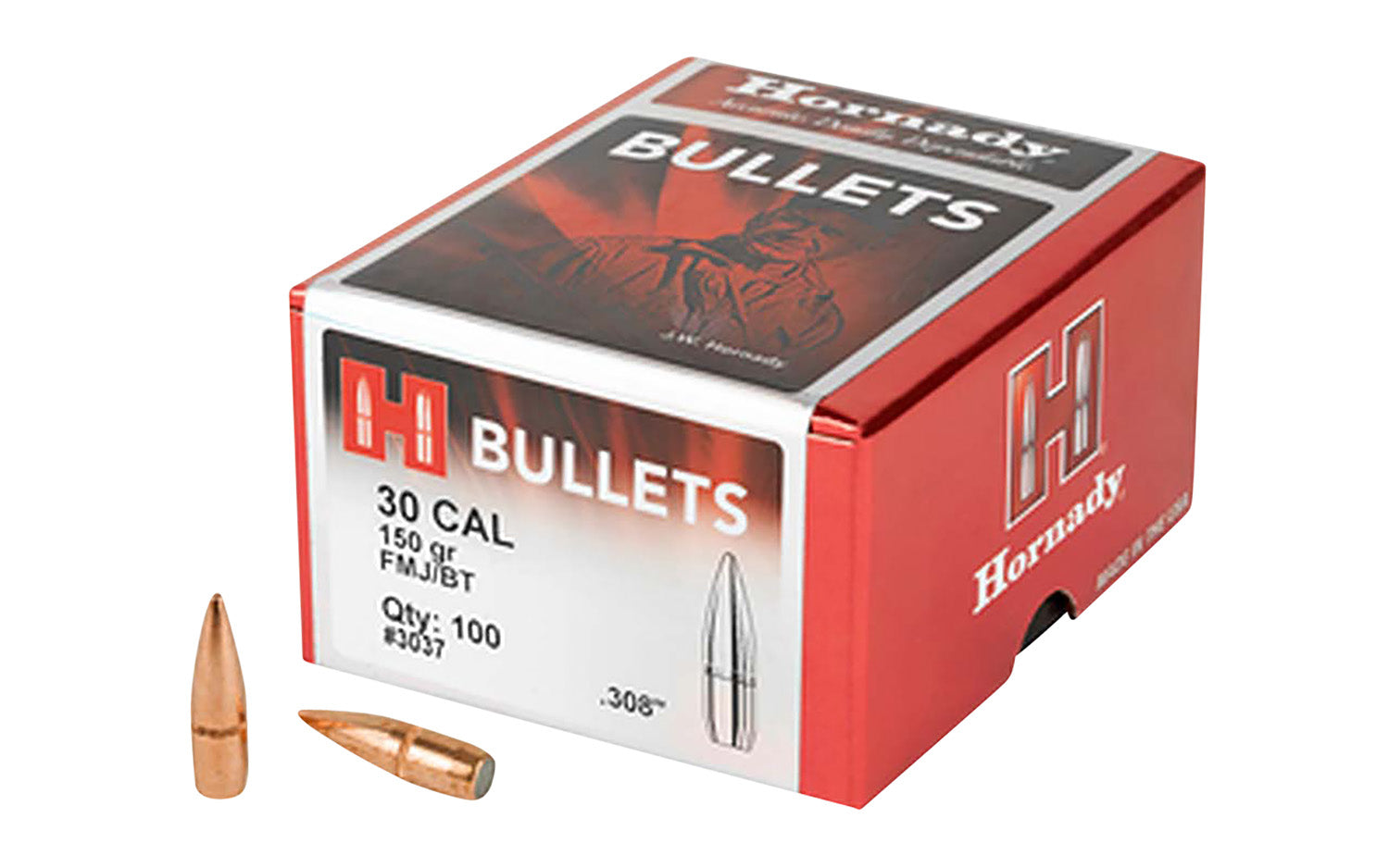 Hornady Traditional .308 Diameter 150gr FMJBT Reloading Bullets 100 Per Box