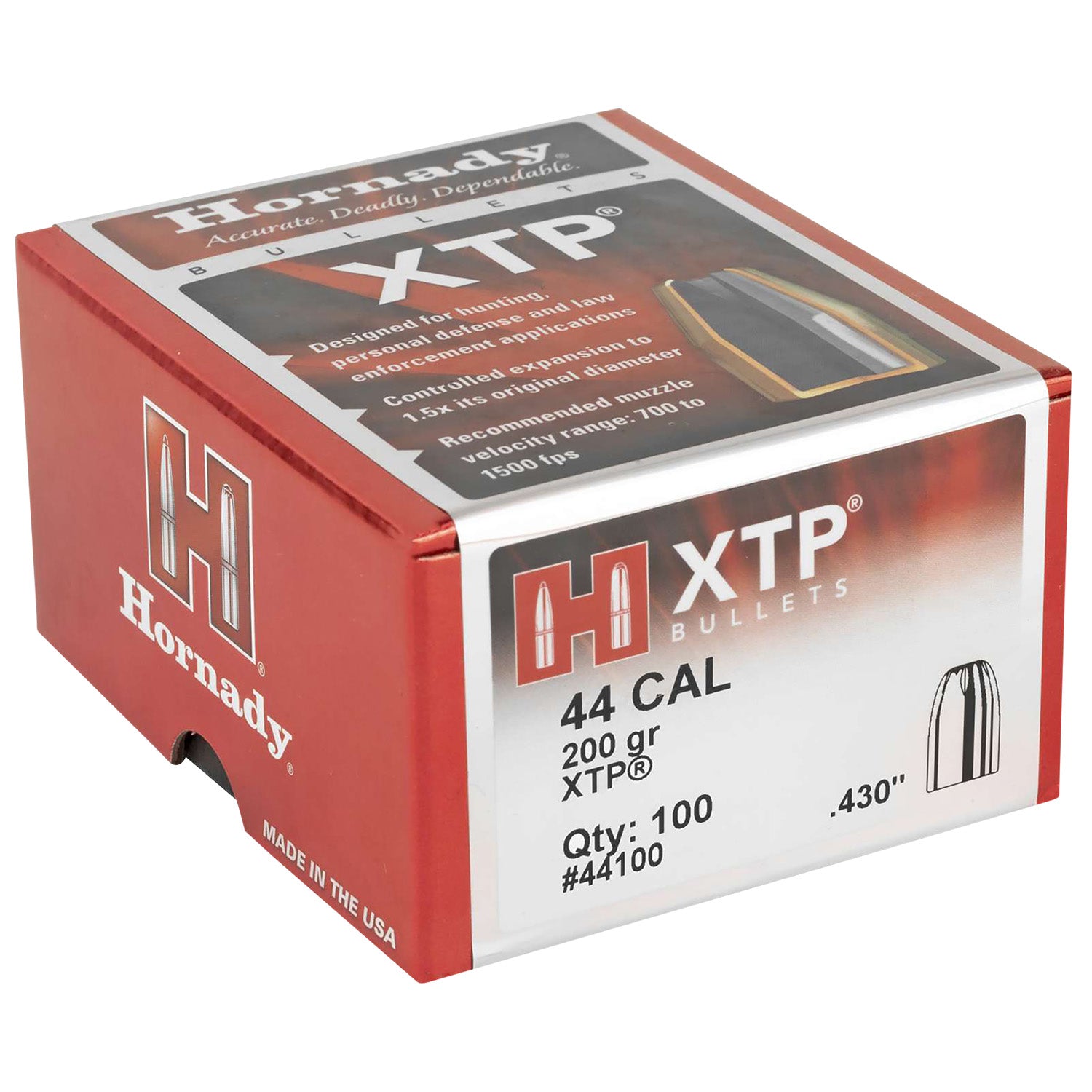 Hornady XTP 44 Caliber .430 200 Grain Hollow Point Handgun Bullets 100 Count
