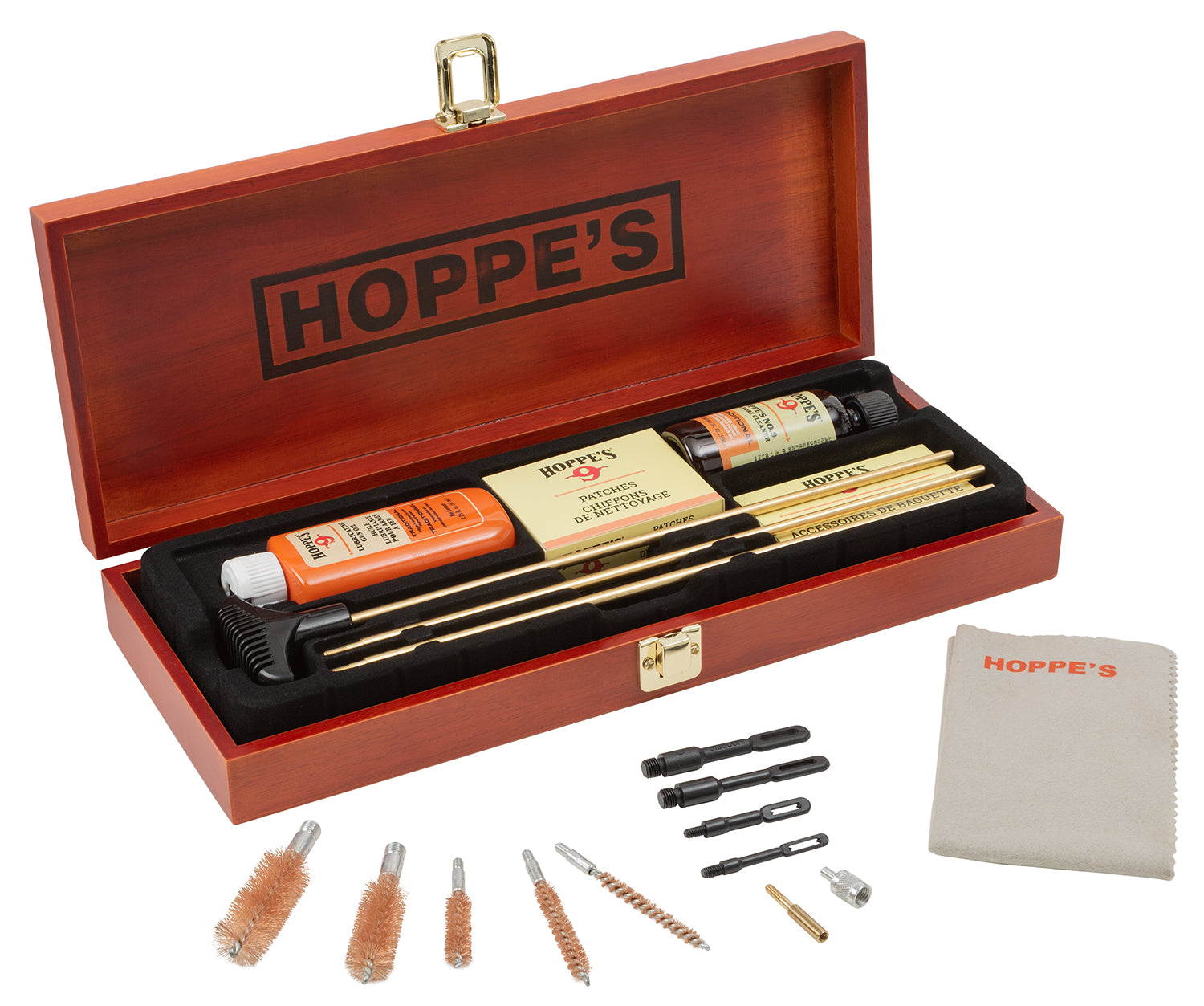Hoppe's BUOX Deluxe Gun Cleaning Kit for Rifle, Shotgun & Pistol – Wood Box