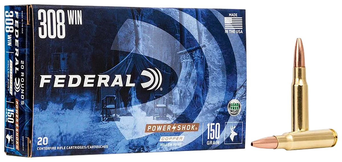 Federal 308150LFA PowerShok Copper Hollow Point  150 Grain .308 Win / 7.62x51mm