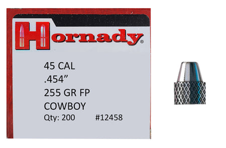 Hornady Frontier Lead 45 Cal .454 Diameter 255gr FP Cowboy Bullets Box of 200
