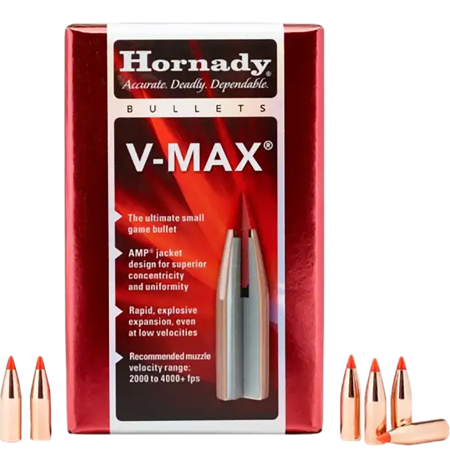 Hornady V-Max Varmint Bullets 20 Cal .204 40gr 100 Per Box