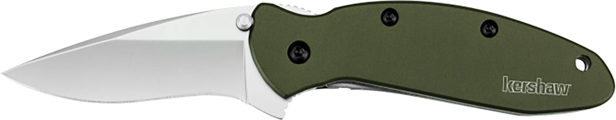 Kershaw 1620OL Scallion 2.40" Folding Drop Point Plain Bead Blasted 420HC SS Blade Olive Drab Anodized Aluminum Handle with Pocket Clip