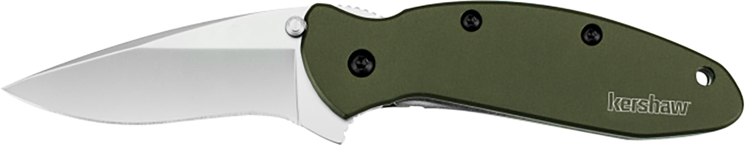 Kershaw 1620OL Scallion 2.40" Folding Drop Point Plain Bead Blasted 420HC SS Blade Olive Drab Anodized Aluminum Handle with Pocket Clip