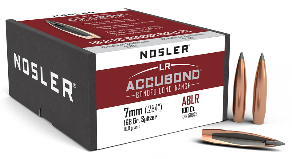 Nosler AccuBond Long Range 7mm 168gr Polymer Tip Hunting Bullets 100/Box