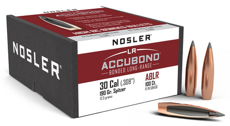 Nosler AccuBond Long Range .30 Cal 190gr Spitzer Boat Tail Bullets 100/Box