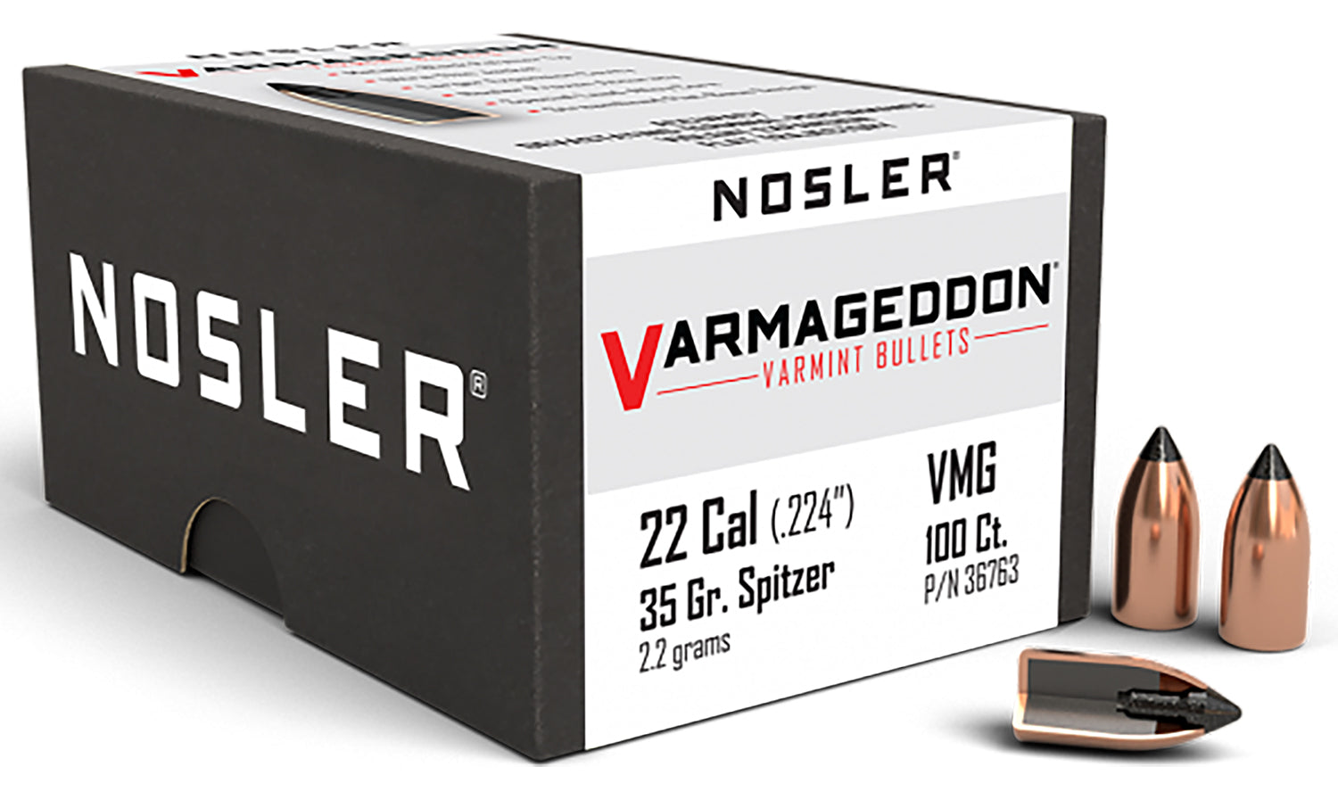 Nosler Varmageddon 22Cal 35gr FBT Varmint Projectiles 100/Box