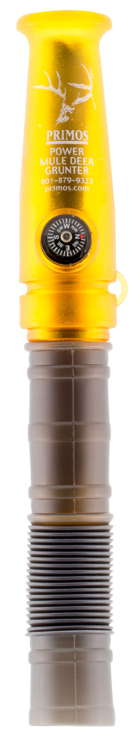 Primos 736 Power Grunter Double Reed Mule Deer and Blacktail Call with Built-In Compass - Black/Gold