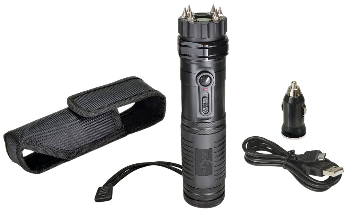 Zap ZAPLE Zap Light Extreme Stun Gun Flashlight Black 1 Million Volts Six Spike Electrodes