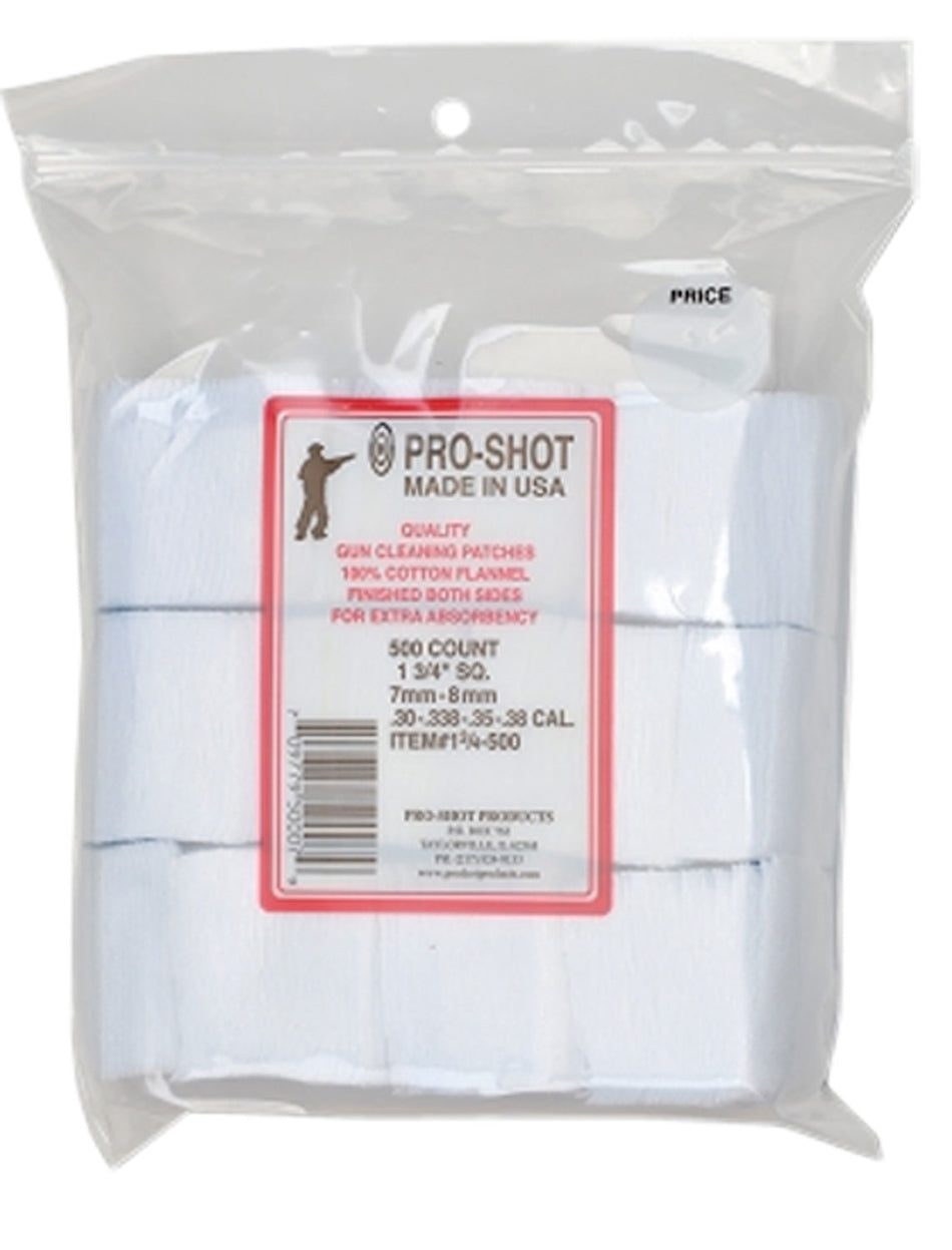 Pro-Shot 134500 Cotton Flannel Cleaning Patches .38/6mm/7mm Cal 1.75" Square 500 Pack