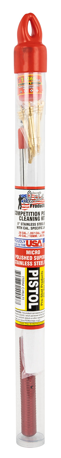Pro-Shot CMULTI Competition Tube Cleaning Kit .38/.45 Cal Pistol with Reusable Tube and Hang Cap Case